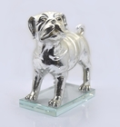 Polished Silver Poly Resin Dog Figurines / Customized Size Modern Resin Dog Statue