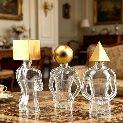 A creative small statue made of transparent resin material